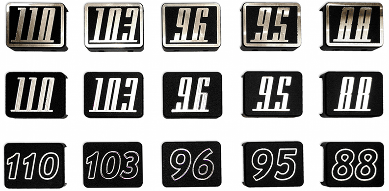 Electraeon Engine Badge styles for Harley Davidson motorcycles with Twin Cam Motors.