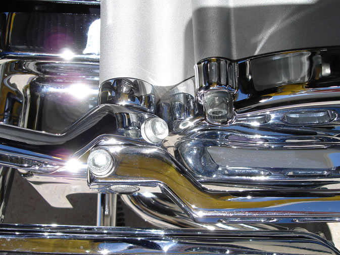Closeup view of Electraeon Smooth Style Shifter Trim Ring installed on Harley Davidson ElectraGlide.