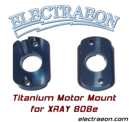 Titanium Motor Mount for XRay 808e, Blue anodized.
