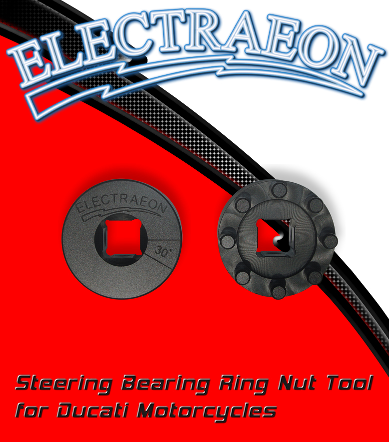 Electraeon Steering Bearing Ring Nut Tool for Ducati motorcycles.