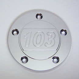 Electraeon Classic Chrome Series Stepped 103 inch Points Cover for Harley-Davidson motorcycles.