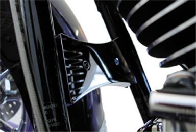 Electraeon Spar Covers installed on a Harley Davidson Road King motorcycle. Rear cover.